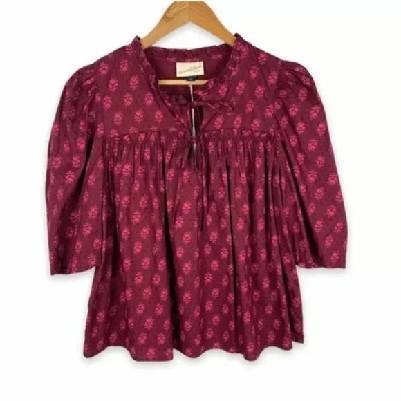 NWT Universal Thread Dark Pink Puff Sleeve Blouse Size: Medium - Picture 1 of 10